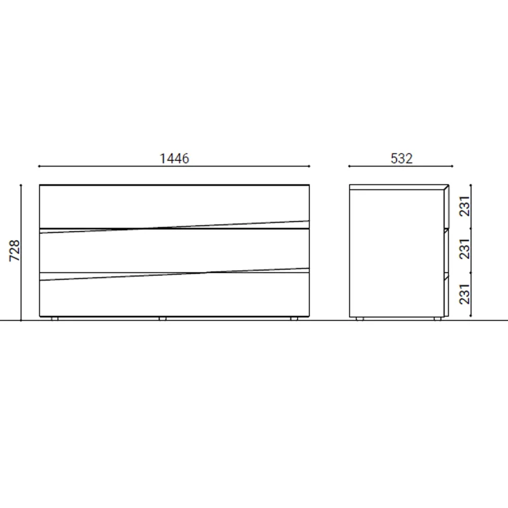 Commode 3 tiroirs Presotto Jazz