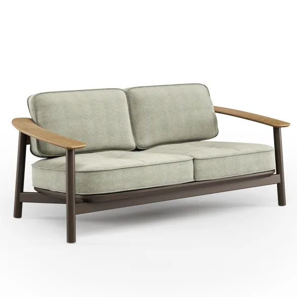 2-Sitzer-Sofa Emu Twins Alu-Teak