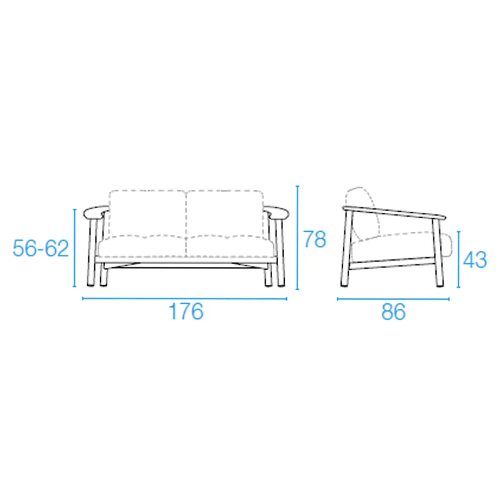 2 seater sofa Emu Twins Alu-Teak