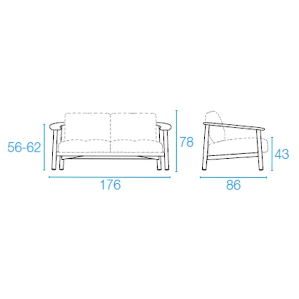 2 seater sofa Emu Twins Alu-Teak