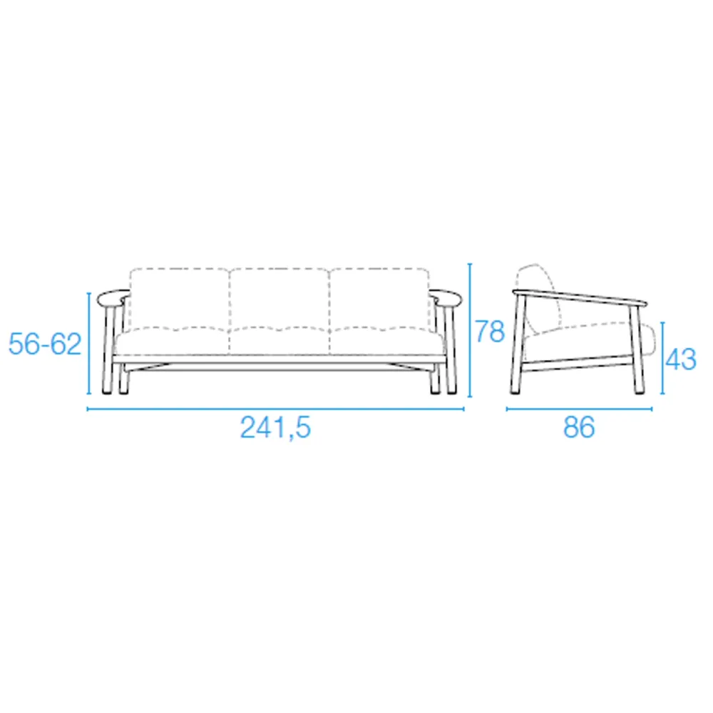 3-Sitzer-Sofa Emu Twins Alu-Teak