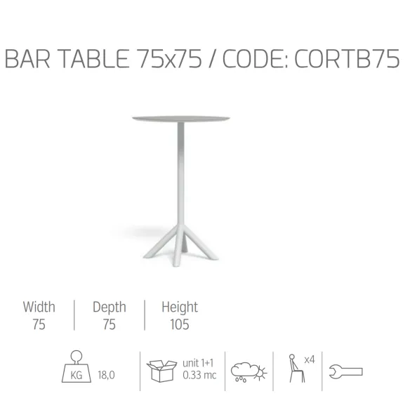 High bar table Talenti Coral
