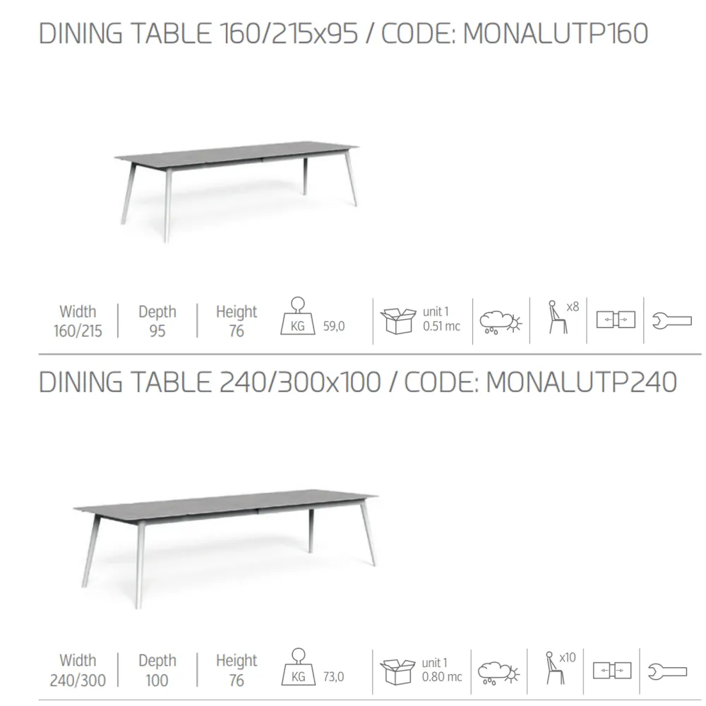 Table extensible en grès Talenti Moon Alu