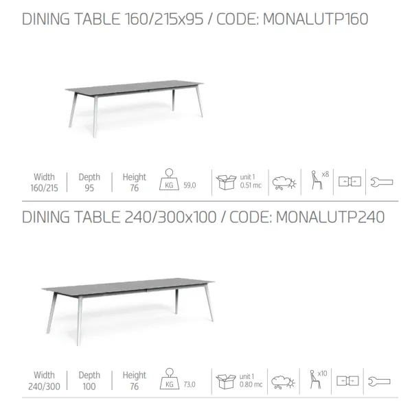 Extendable stoneware table Talenti Moon Alu