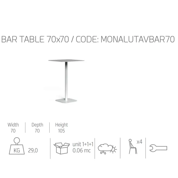 High table Talenti Moon Alu