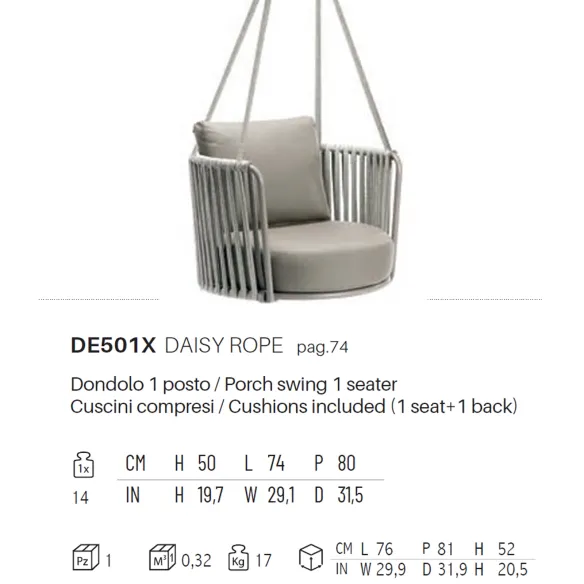 Poltrona a dondolo Vermobil Daisy Rope
