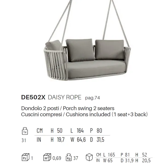 Mecedora 2 plazas Vermobil Daisy Rope