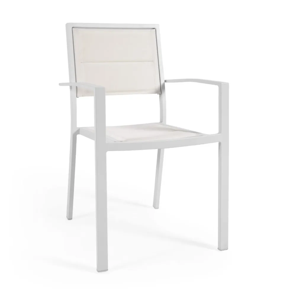 Light Home Chaise d'extérieur Sirley in alluminio e texteline bianco