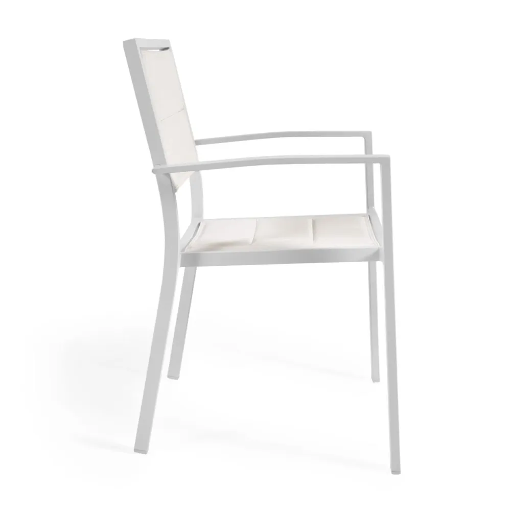 Light Home Chaise d'extérieur Sirley in alluminio e texteline bianco