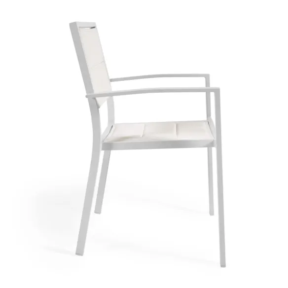 Light Home Sedia da esterno Sirley in alluminio e texteline bianco
