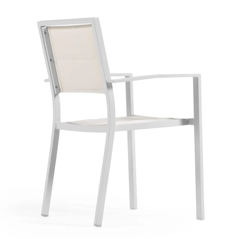 Light Home Chaise d'extérieur Sirley in alluminio e texteline bianco