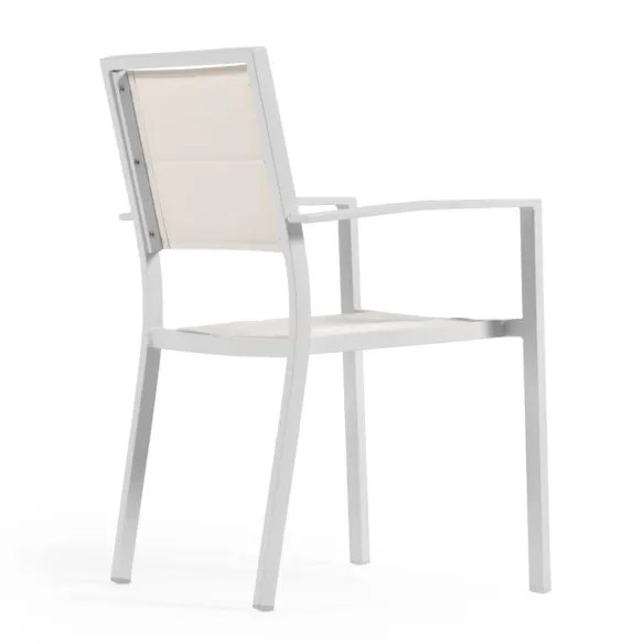 Light Home Outdoor chair Sirley in alluminio e texteline bianco
