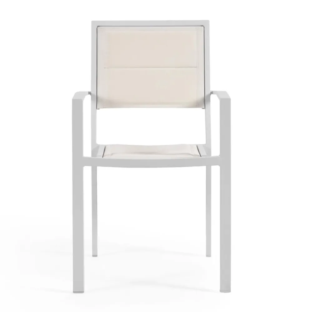 Light Home Sedia da esterno Sirley in alluminio e texteline bianco