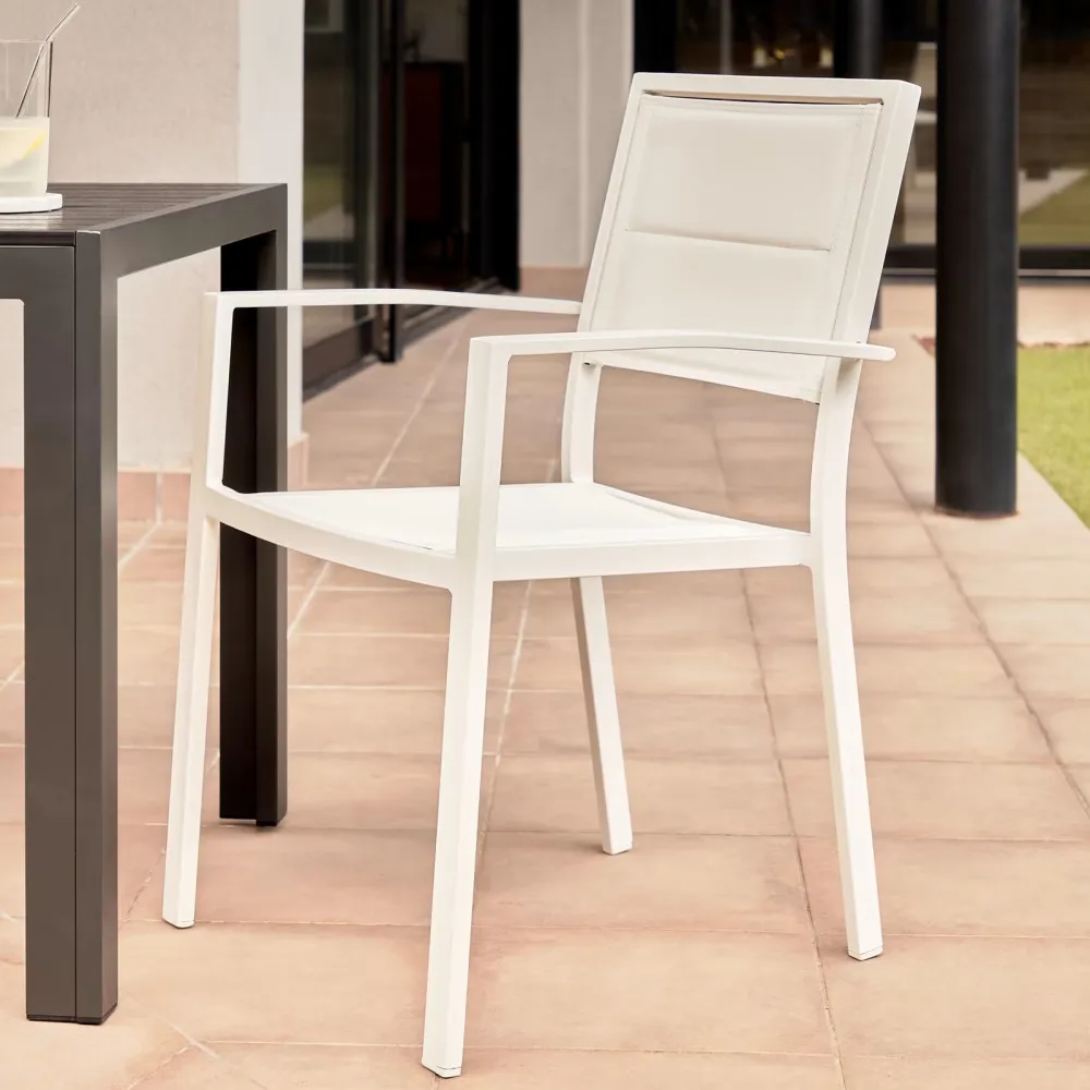 Light Home Outdoor chair Sirley in alluminio e texteline bianco