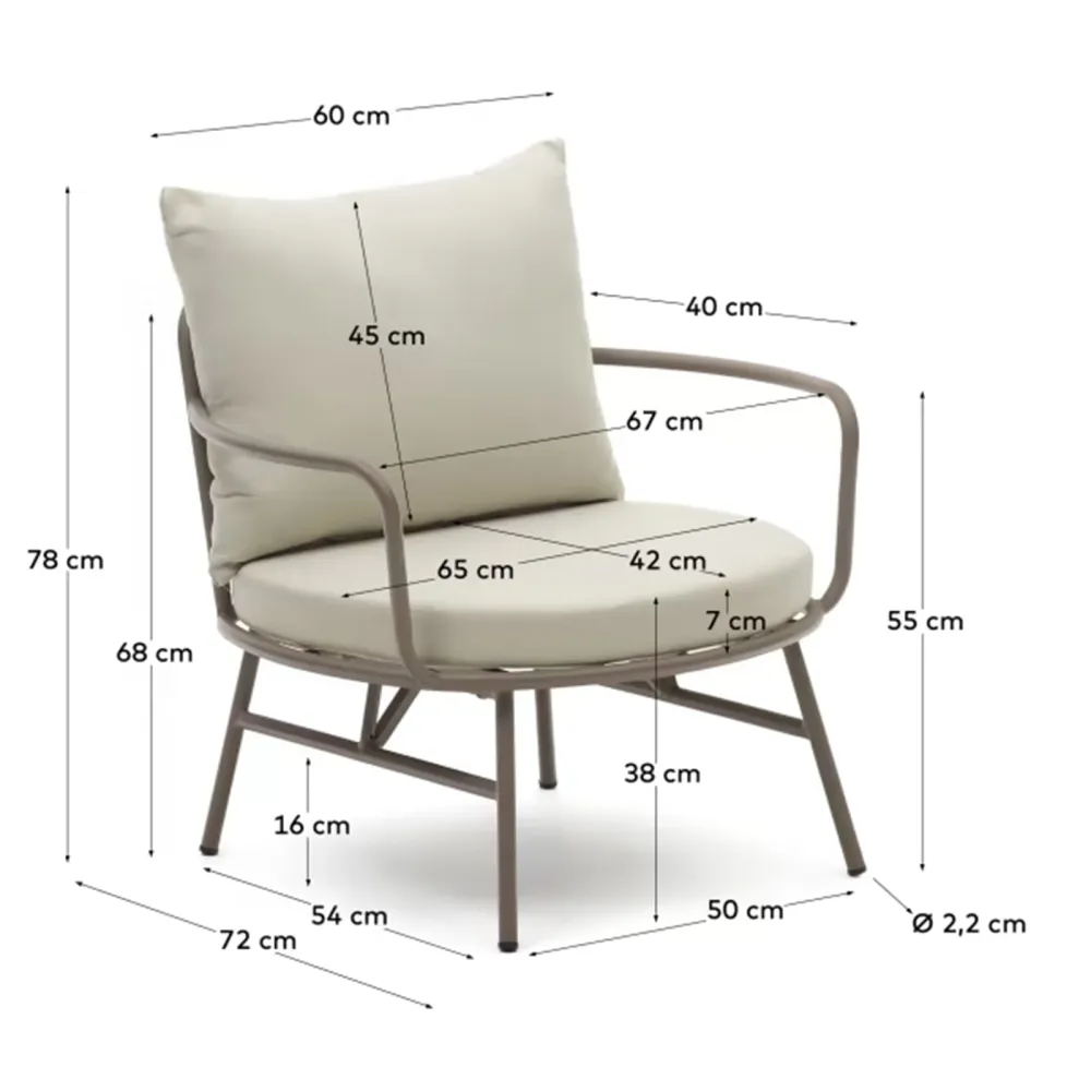 Light Home Bramant-Sessel aus malvenfarbenem Stahl