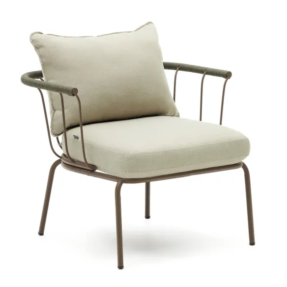 Light Home Fauteuil Salguer en corde verte et acier finition marron
