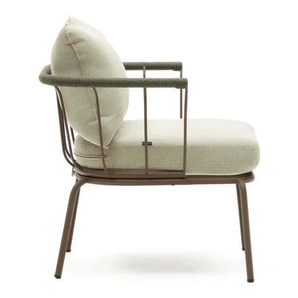 Light Home Poltrona Salguer in corda verde e acciaio con finitura marrone 2