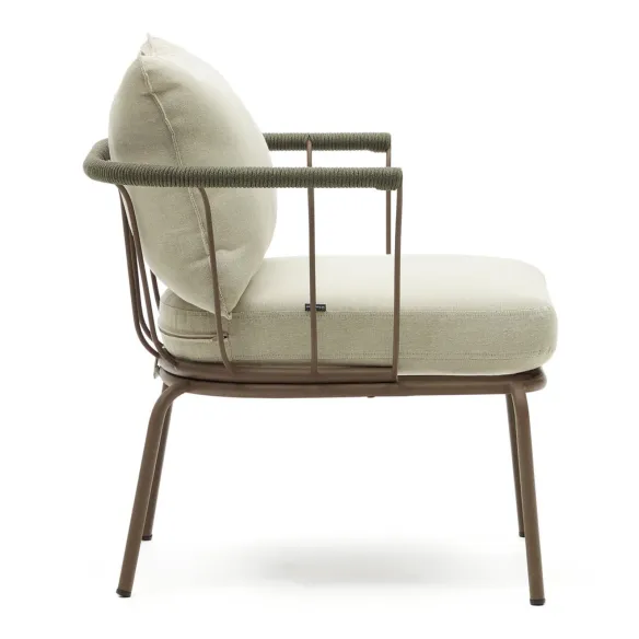 Light Home Salguer Armchair in green rope and steel with brown finish