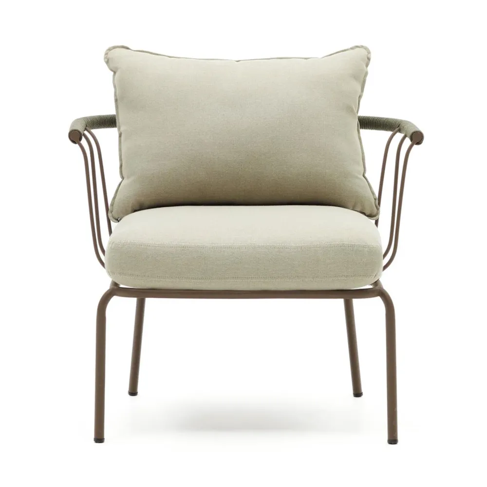 Light Home Poltrona Salguer in corda verde e acciaio con finitura marrone
