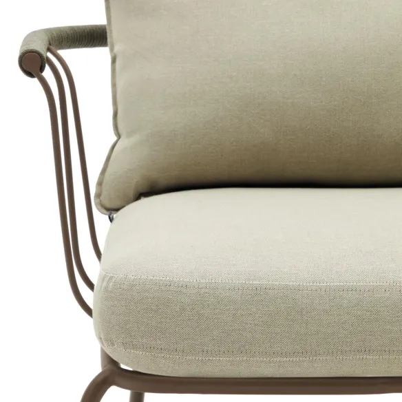 Light Home Fauteuil Salguer en corde verte et acier finition marron