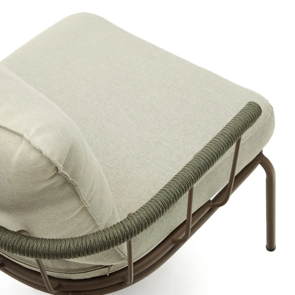 Light Home Salguer Armchair in green rope and steel with brown finish