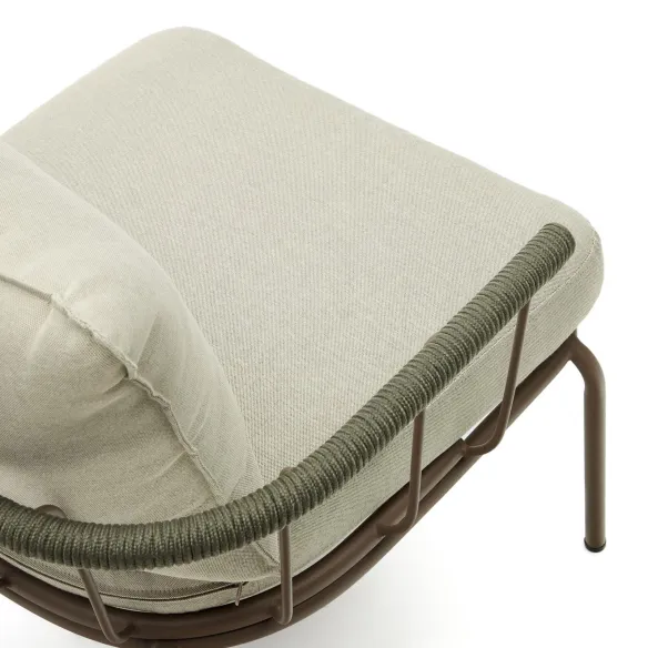 Light Home Sillón Salguer de cuerda verde y acero acabado marrón