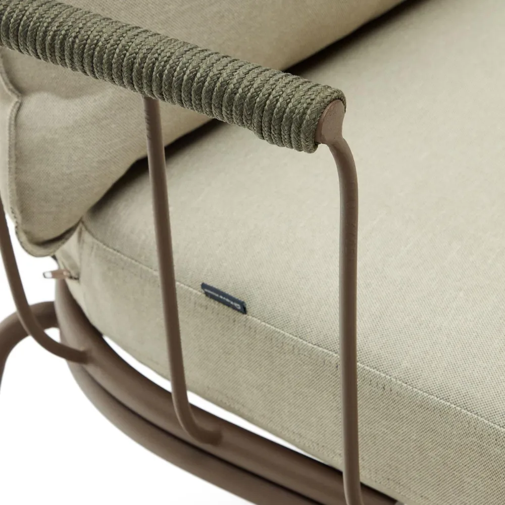 Light Home Fauteuil Salguer en corde verte et acier finition marron