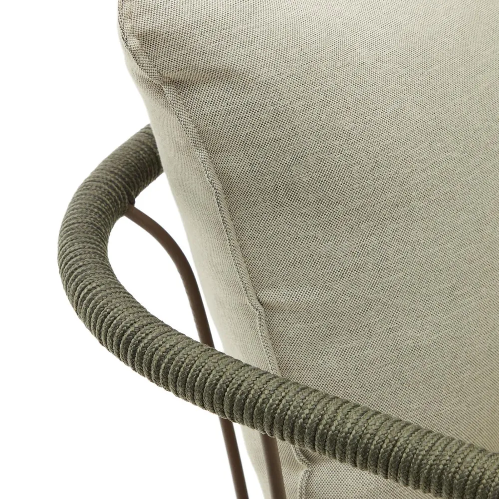 Light Home Salguer Armchair in green rope and steel with brown finish