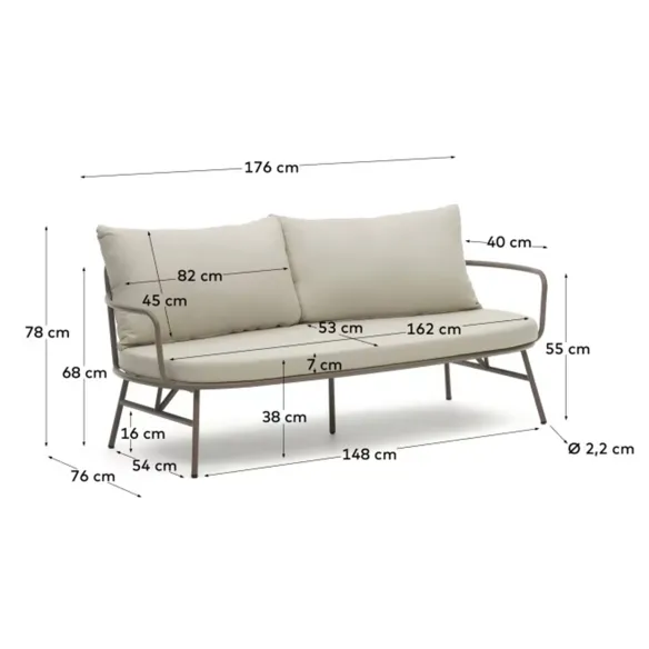 Light Home Bramant 2-Sitzer-Sofa aus malvenfarbenem Stahl