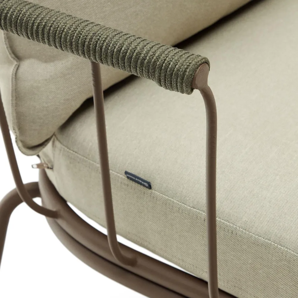 Light Home Divano a 2 posti Salguer in corda verde e acciaio verniciato marrone 134 cm