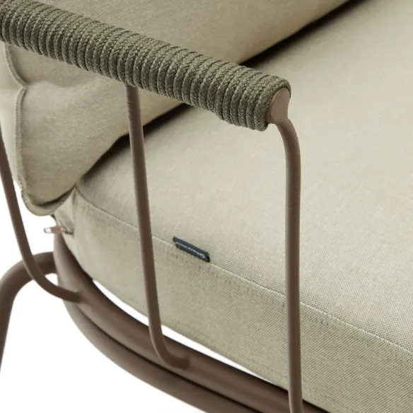 Light Home Divano a 2 posti Salguer in corda verde e acciaio verniciato marrone 134 cm