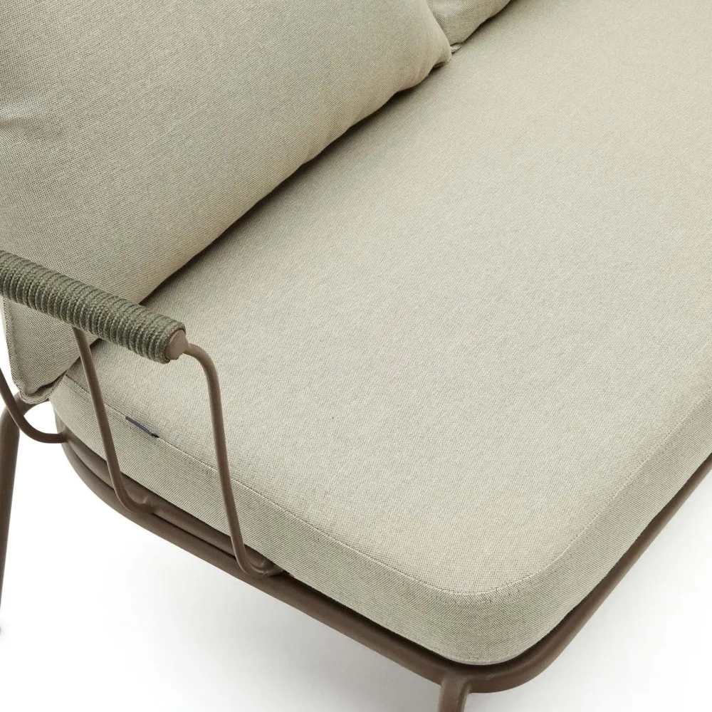 Light Home Divano a 2 posti Salguer in corda verde e acciaio verniciato marrone 134 cm