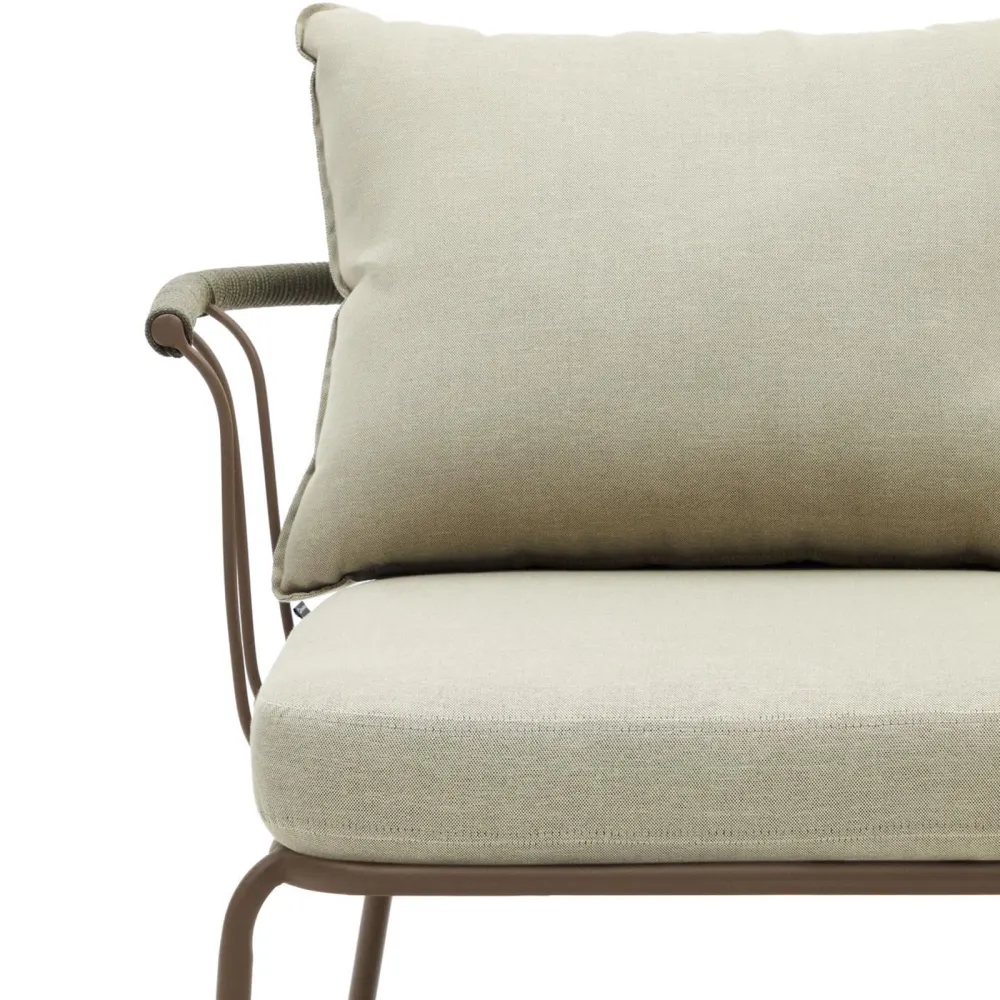 Light Home Divano a 2 posti Salguer in corda verde e acciaio verniciato marrone 134 cm