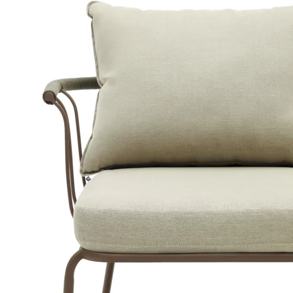 Light Home Divano a 2 posti Salguer in corda verde e acciaio verniciato marrone 134 cm