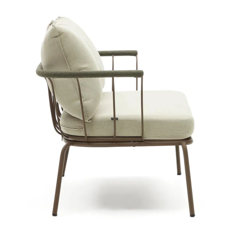 Light Home Divano a 2 posti Salguer in corda verde e acciaio verniciato marrone 134 cm