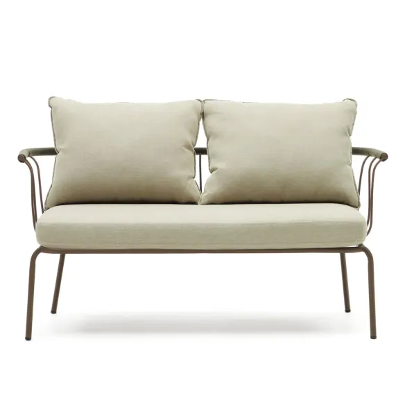 Light Home Divano a 2 posti Salguer in corda verde e acciaio verniciato marrone 134 cm