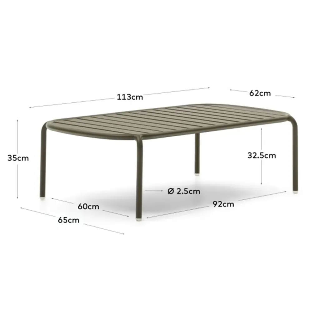 Light Home Tavolino Joncols in alluminio verniciato verde