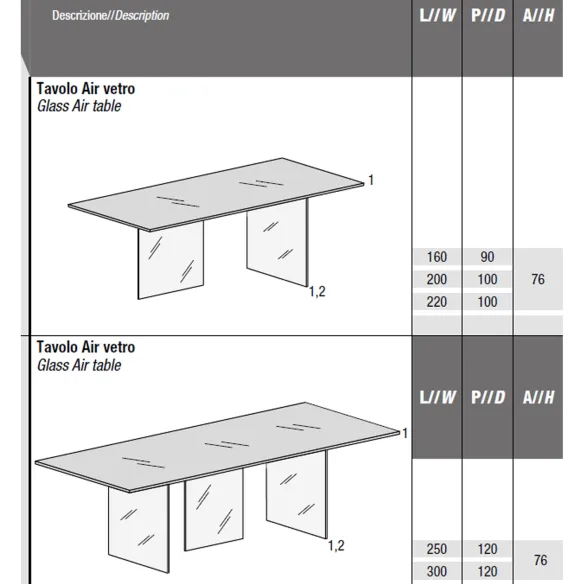 Lago Table Air - Glass