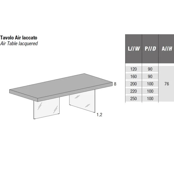 Lago Tisch Air Laccato H. 76
