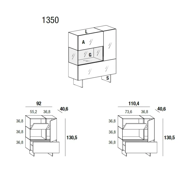 Lago Buffet 36e8 Glass 1350