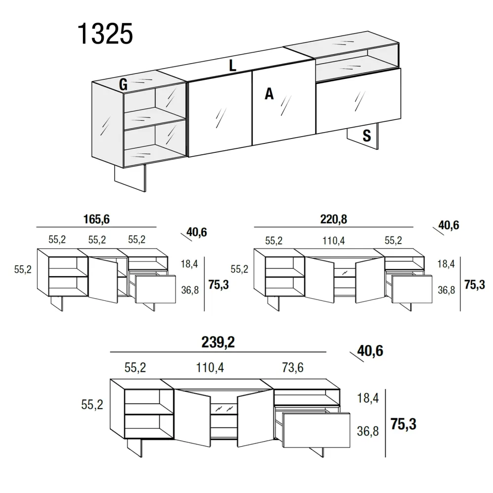 Lago Buffet 36e8 Glass 1325