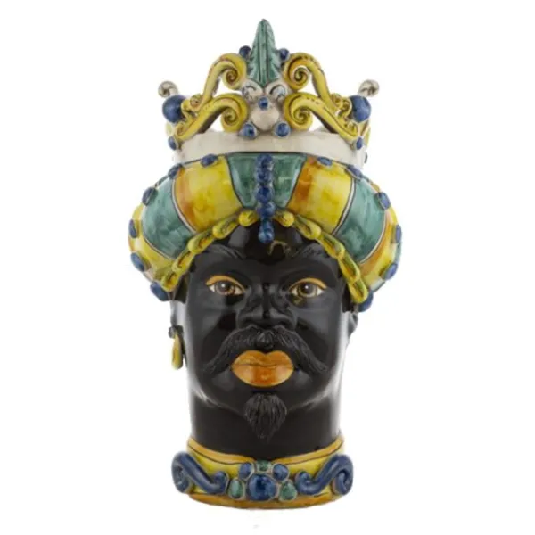 Ceramiche Siciliane di Caltagirone "Testa di moro" Man Verus a punta multicolor