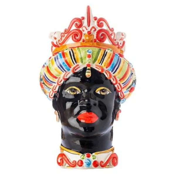Sizilianische Keramik von Caltagirone "Moro Kopf" Man Verus Spitze Rainbow
