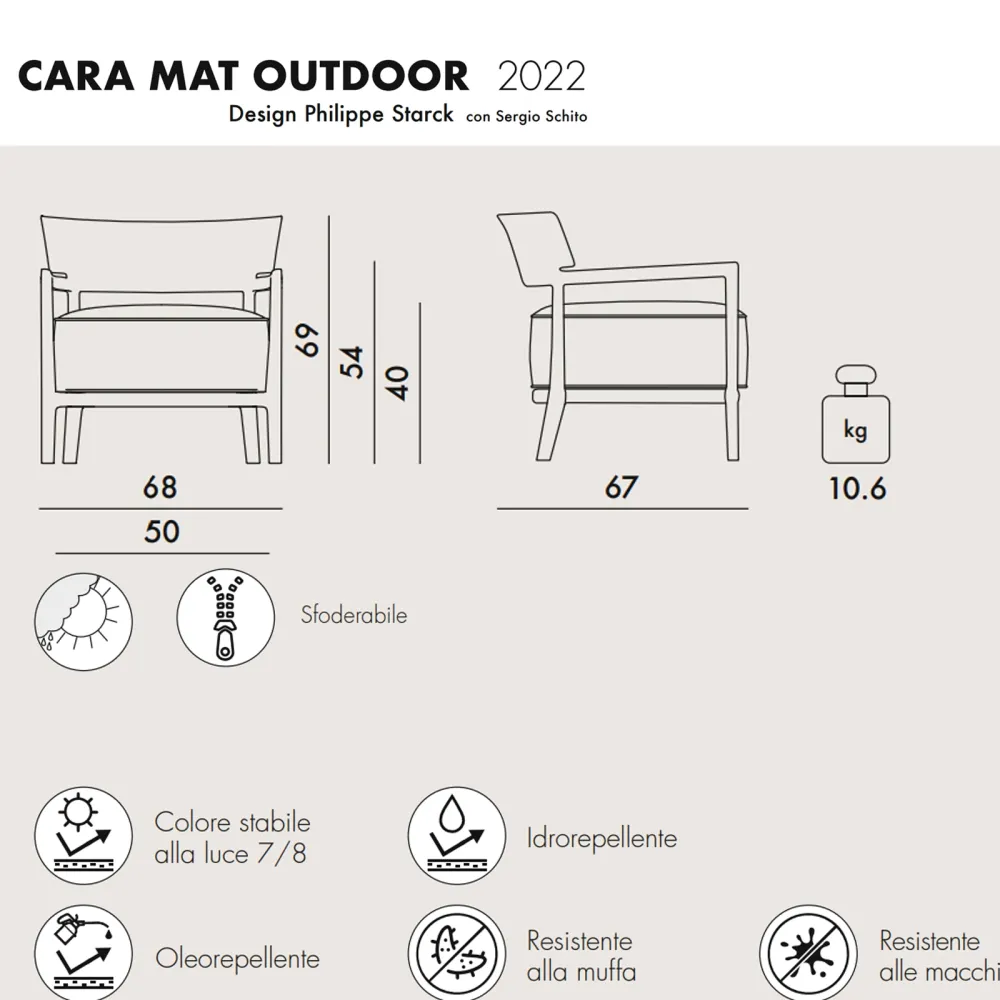 Kartell Cara Outdoor Mat Armchair