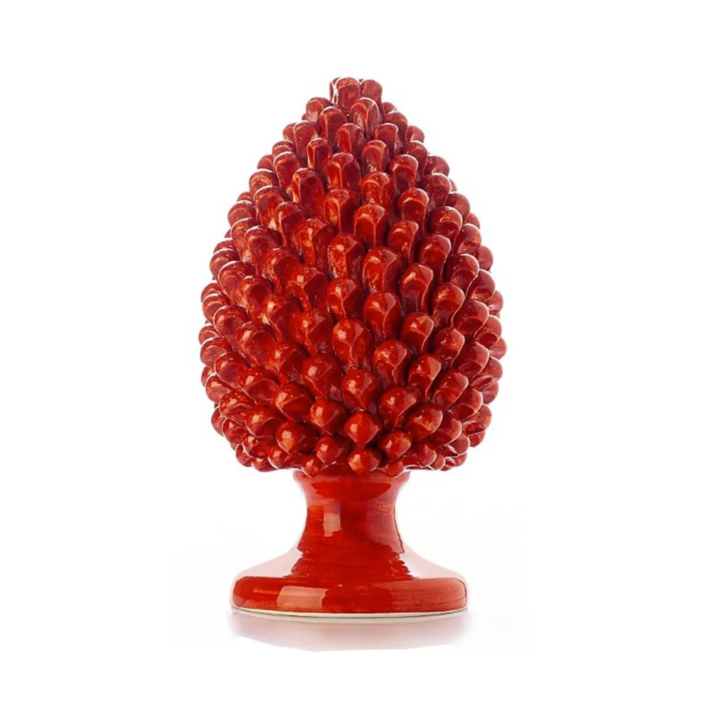 Ceramiche Siciliane di Caltagirone Tannenzapfen Verus rot