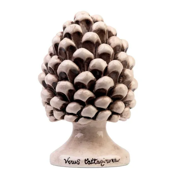 Sicilian Ceramics of Caltagirone Pine cone Verus white antique