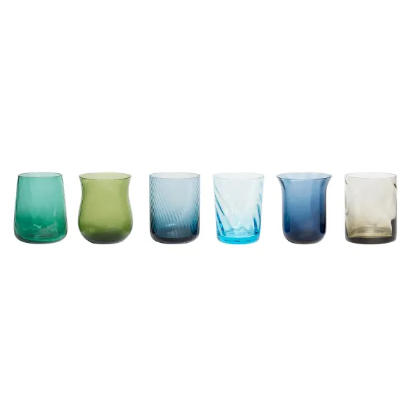 Bitossi Set 6 tumbler Diseguale Texture Nuances Bleu/vert