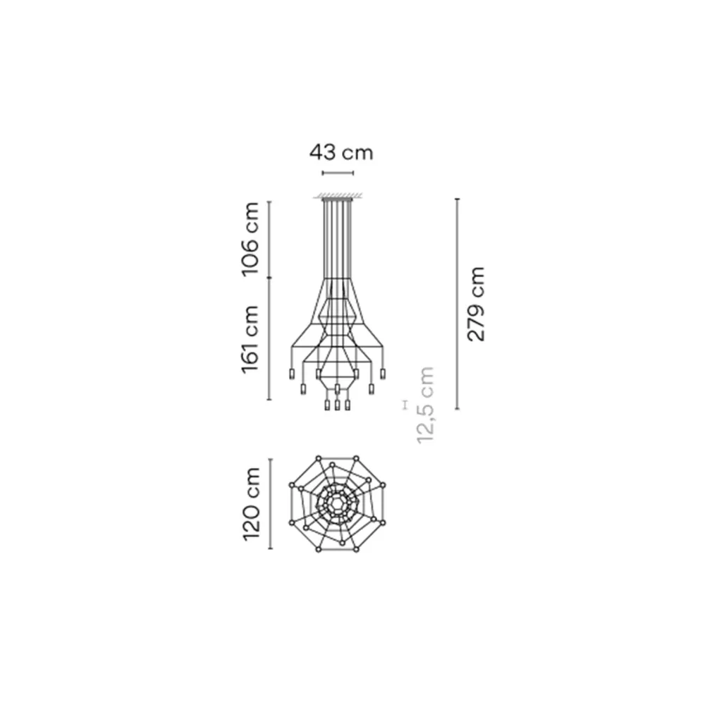 Lámpara pendiente Vibia Wireflow Chandelier