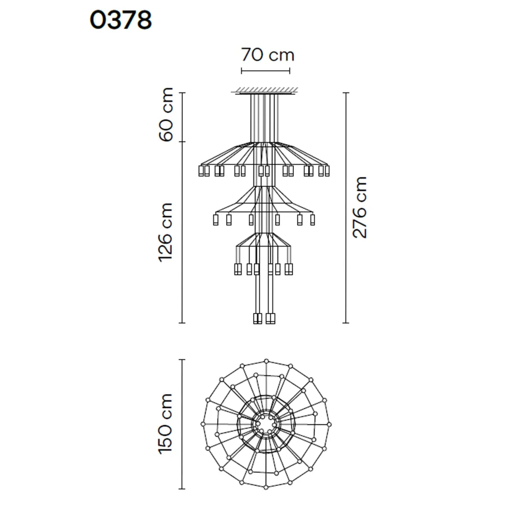 lámpara de suspensión Vibia wireflowChandelier 0377