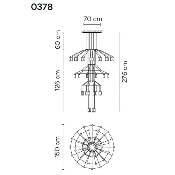 lámpara de suspensión Vibia wireflowChandelier 0377